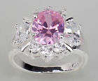 STUNNING SILVER STAMPED PINK TOPAZ RING SIZE 7