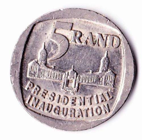 1994 Presidential Inauguration R5 coin (Nelson Mandela) circulated