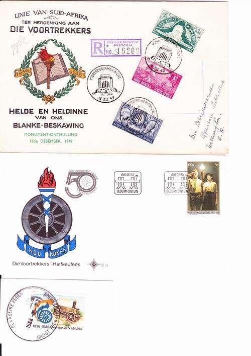 Union cover Interesting Voortrekker Commemoration FDC and unique postage stamp combo of 3 items