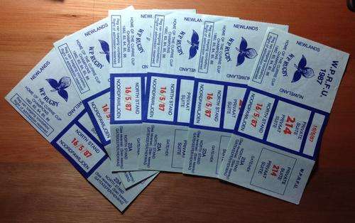 Western Province rugby Private Suite tickets at Newlands 16/5/87 guess the game!! Just 6 available!!