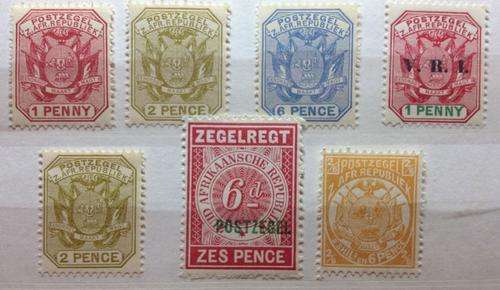 Starter LOT#3 Transvaal ZAR 1p, 2pence, 6pence, 1 penny  VRI, 6d Postzegel overprint up to 2/6