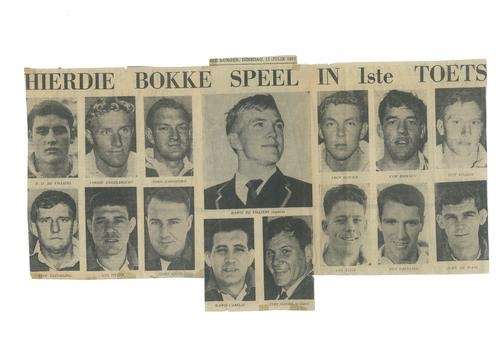 1967 Springboks vs France First Test announcement personally signed by prop Gert Kotze