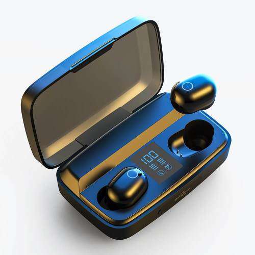 Bluetooth earphones with 2000mAh power bank charger case - Black