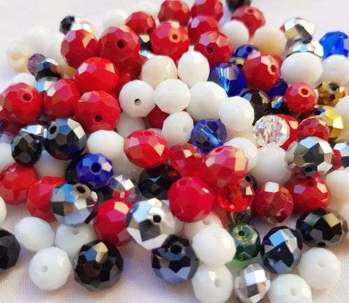 100 x Assorted Faceted Glass  Beads - 1 Mix Pack