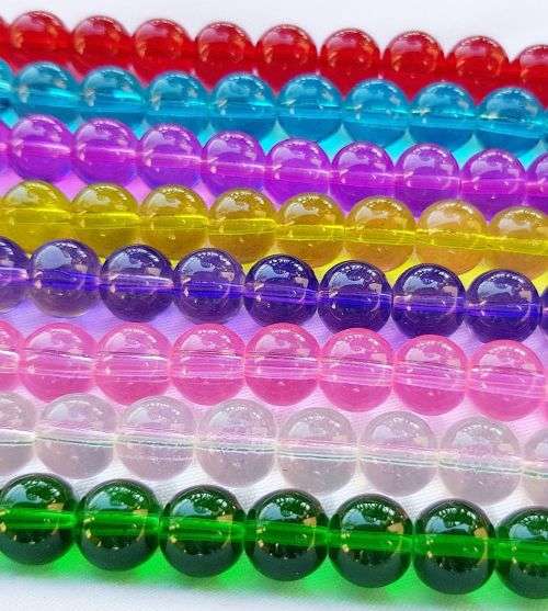 120 x 8mm  Clear Round Glass Beads