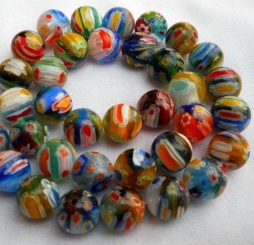 10 pc Handmade Millefiori  Glass  Mixed Round Beads  +/- 10mm - 1 Pack