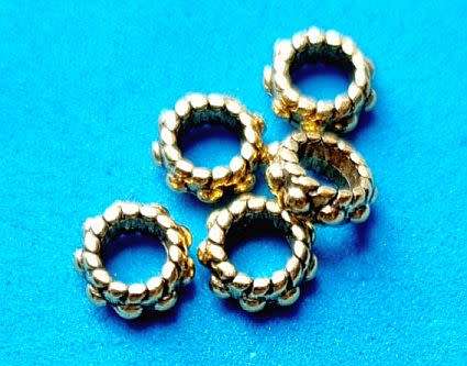 *Clearance Sale*20pc x 5mm Ring ,  Tibetan Style Gold Tone  Spacers - Hole 3mm