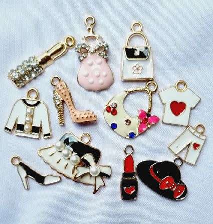 12pc Enamel Charms   Size: Between 16 and 28mm - 1 Set