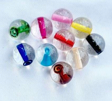 *Clearance Sale*10Pc x 10mm, Mixed Round Clear Glass Beads / Different Core Colors