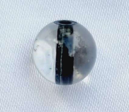 *Clearance Sale*1Pc x 10mm,  Round Clear Glass Bead / Black Core - Each