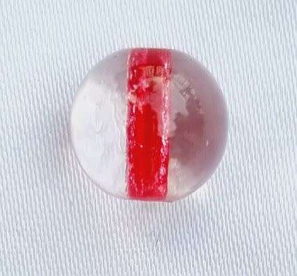 *Clearance Sale*1Pc x 10mm,  Round Clear Glass Bead / Red Core - Each