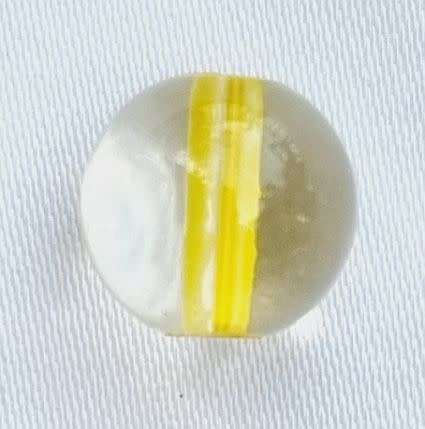 1Pc x 10mm,  Round Clear Glass Bead / Yellow Core - Each