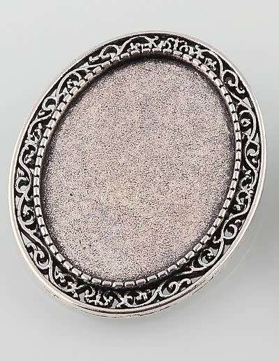 *Clearance Sale*DIY ***1pc  Antique Silver Oval Alloy Brooch Cabochon Bezel Settings  / Tray : 35x25