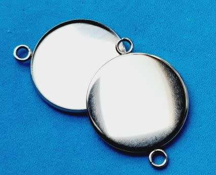 *Clearance Sale* DIY ***1pc Stainless Steel / Round / Connector / Cabochon Settings / Tray