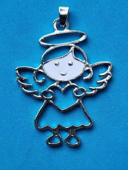 1Pc x Enamel  Angel Pendant   49x37mm - Each
