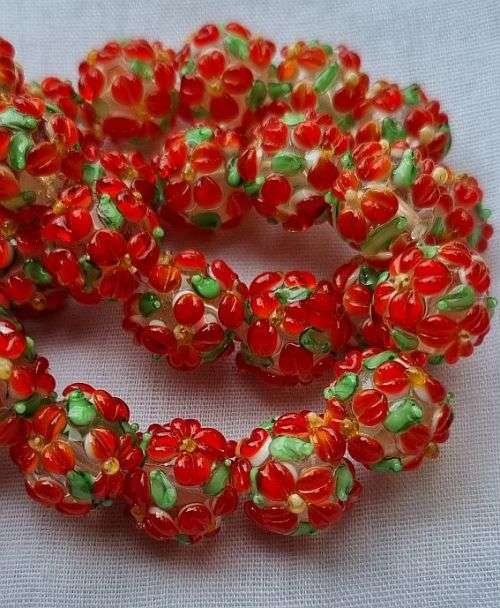 *Clearance Sale*1pc  Orange Handmade Lampwork Glass Bead (Size +/- 10x12mm)- Each