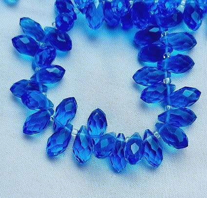 *Clearance Sale*10 pc Blue Teardrop Faceted Glass Beads  12x6mm - Top Drilled