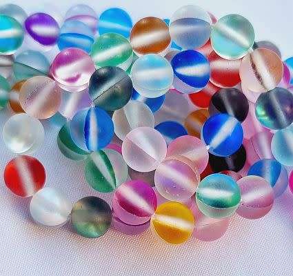20Pc x  8mm Mixed Imitation Moonstone Frosted Glass Beads - 1 Pack