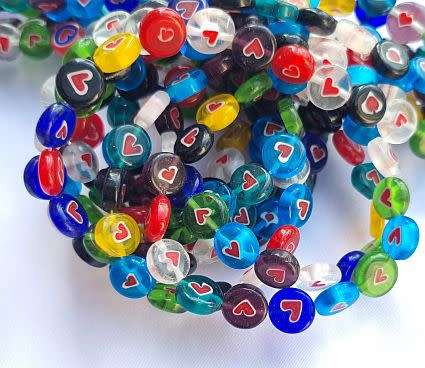 15pc x 10mm Mixed Flat Round Handmade Millefiori  Glass Beads  - 1 Pack