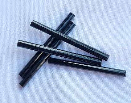 10pc x 30mm Black Bugle / Tube Glass Beads