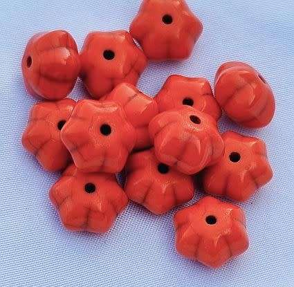 *Clearance Sale*10 pc x (12x7mm) Synthetic Turquoise / Orange  Dyed Beads