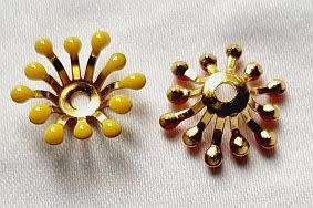 10pc x 12mm  Mixed  Enamel Flower Bead Caps - Inner Diameter,4mm