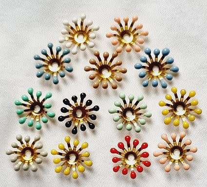 10pc x 12mm  Mixed  Enamel Flower Bead Caps - Inner Diameter,4mm