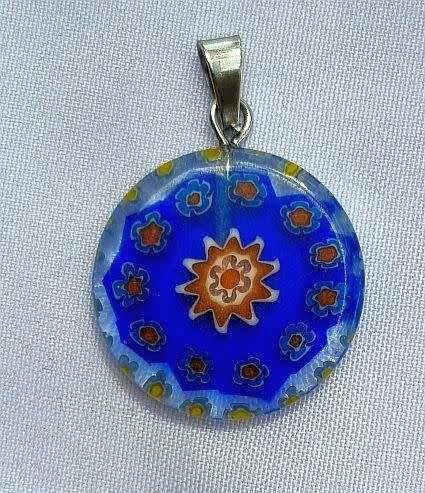 1pc Blue Handmade Millefiori  Glass  Pendant  ** Bead Size 20mm