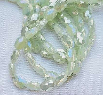 *Clearance Sale*20Pc x (8x6mm)   Light Green AB Oval  Faceted Glass  Beads