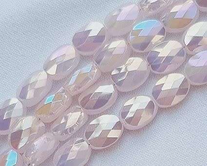 *Clearance Sale*20Pc x (8x6mm)   Pink AB Oval  Faceted Glass  Beads