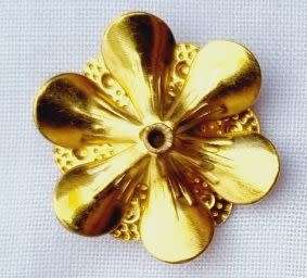 *Clearance Sale*1pc x 20mm  Pink / Gold Tone  Enamel Flower  Bead Cap - Each