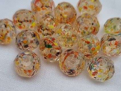 1Pc   (10x8mm) Multi Color / Rondelle / Faceted Glass Bead - Each