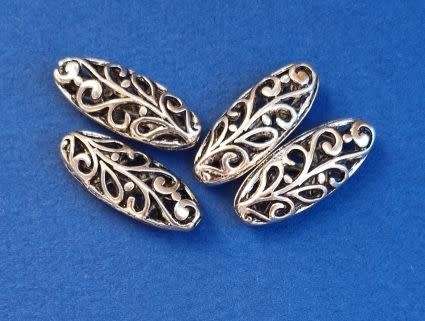 *Clearance Sale* 4pc x 23mm Oval Tibetan Style Metal Spacer Beads