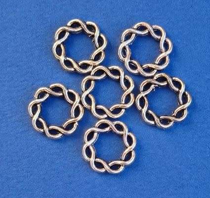 *Clearance Sale*6pc x 14mm Round Tibetan Style Metal Spacer Beads - Hole 8mm