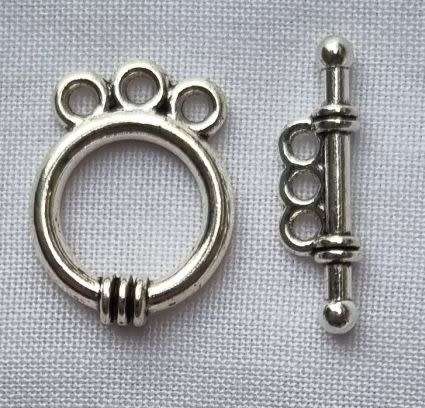 Tibetan Style Silver Tone  Round Toggle Clasp  17x13mm - 1 Set