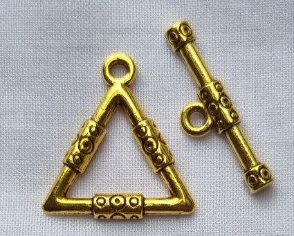 Tibetan Style Antique Gold  Tone Triangle  Toggle Clasp  23x21mm - 1 Set