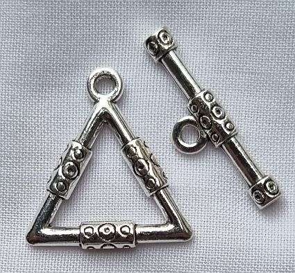 Tibetan Style Silver Tone Triangle  Toggle Clasp  23x21mm - 1 Set