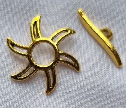 Tibetan Style Antique Gold Tone Sun Shape Toggle Clasp  21 mm - 1 Set