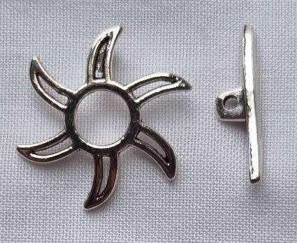 Tibetan Style Silver Tone Sun Shape Toggle Clasp  21 mm - 1 Set