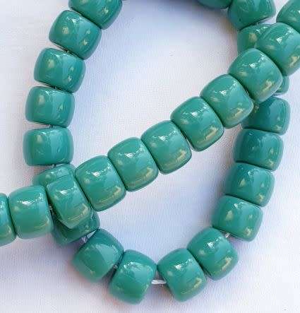 20pc (8x6mm) Green Opaque Glass Beads