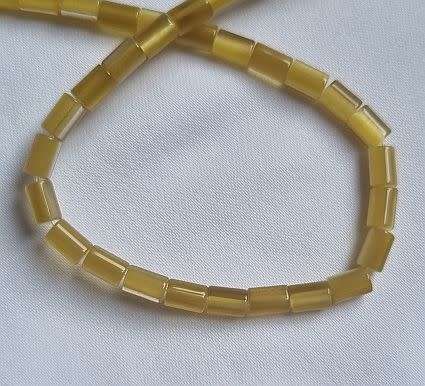 *Clearance Sale*20pc Yellow Tube Cat`s Eye Beads (+/-6x4mm)