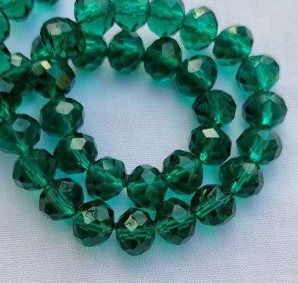 *Clearance Sale*10pc (10x7mm) Dark Green Rondelle Faceted  Glass  Beads