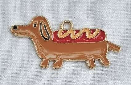 *Clearance Sale*1pc  Dachshund Enamel  Charm / Gold Tone  37x17mm - Each