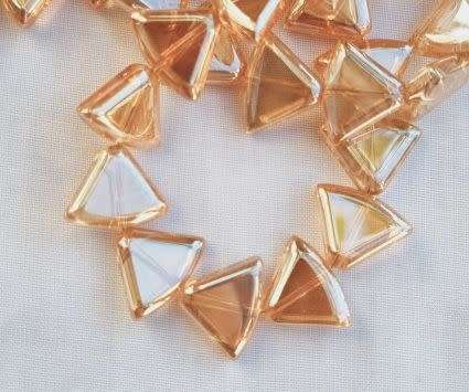 *Clearance Sale*10pc  (12x16mm) Orange  / Triangle / Electroplate Glass Beads