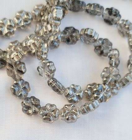 *Clearance Sale*12pc  (8mm) Smoky / Flower / Electroplate Glass Beads