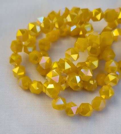 *Clearance Sale*20pc (6mm)   Yellow   / Opaque / Electroplated / Faceted Glass Beads