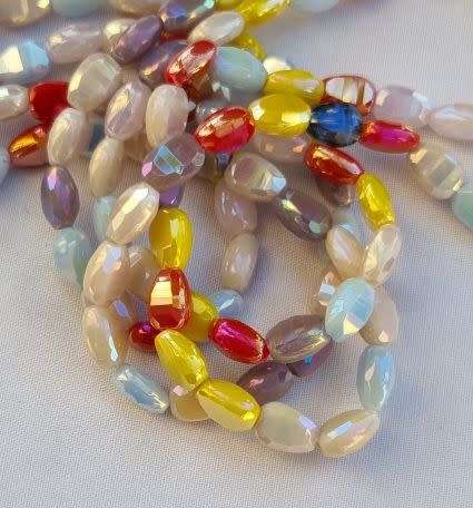 *Clearance Sale*1 Strand (9x6mm) Mixed AB Faceted Electroplate Glass Beads