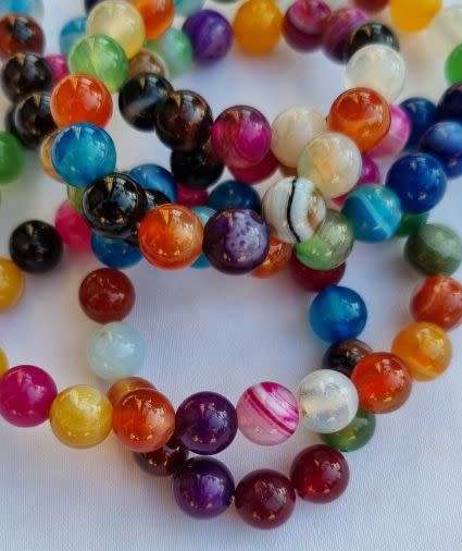 *Clearance Sale*1 Strand x (8mm) Natural/Agate / Dyed, Mixed Color Beads