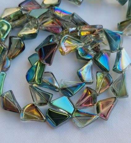 *Clearance Sale*10pc  (12x9mm) Green / Multi Color / Electroplate Glass Beads