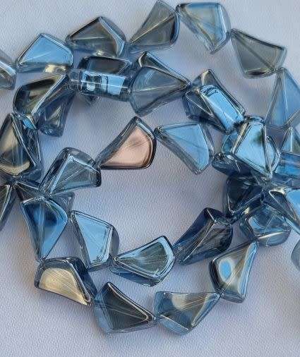 *Clearance Sale*10pc  (12x9mm) Steel Blue / Electroplate Glass Beads